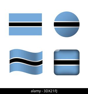 Vector Botswana National Flag Icons Set, vector editable design, can be used for business or presentation design. Stock Vector