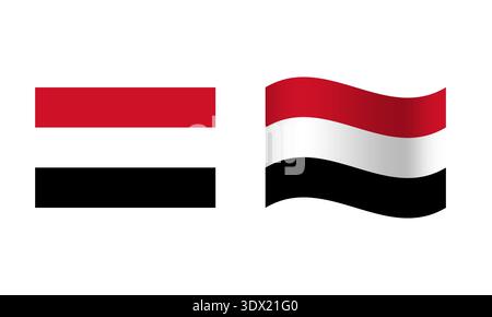 Rectangle And Wave Yemen Flag Illustration, vector editable design, can be used for business or presentation design. Stock Vector