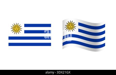 Rectangle And Wave Uruguay Flag Illustration, vector editable design, can be used for business or presentation design. Stock Vector