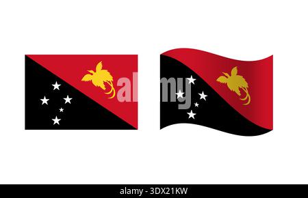 Rectangle And Wave Papua New Guinea Flag Illustration, vector editable design, can be used for business or presentation design. Stock Vector