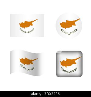 Vector Cyprus National Flag Icons Set, vector editable design, can be used for business or presentation design. Stock Vector