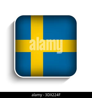 Vector Square Sweden Flag Icon, vector editable design, can be used for business or presentation design. Stock Vector
