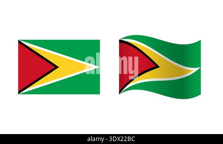 Rectangle And Wave Guyana Flag Illustration, vector editable design, can be used for business or presentation design. Stock Vector
