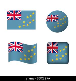 Vector Tuvalu National Flag Icons Set, vector editable design, can be used for business or presentation design. Stock Vector