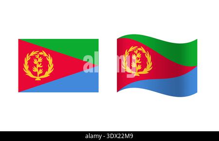 Rectangle And Wave Eritrea Flag Illustration, vector editable design, can be used for business or presentation design. Stock Vector
