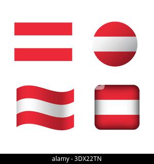 Vector Austria National Flag Icons Set, vector editable design, can be used for business or presentation design. Stock Vector
