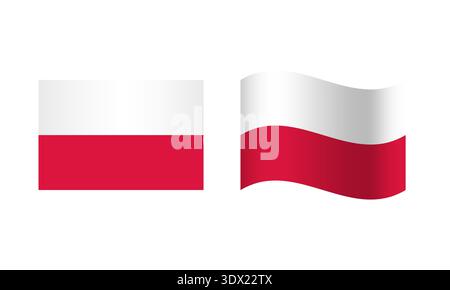 Rectangle And Wave Poland Flag Illustration, vector editable design, can be used for business or presentation design. Stock Vector