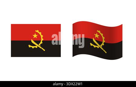 Rectangle And Wave Angola Flag Illustration, vector editable design, can be used for business or presentation design. Stock Vector