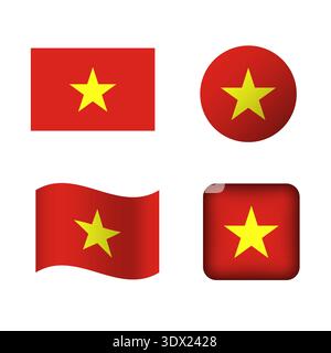 Vector Vietnam National Flag Icons Set, vector editable design, can be used for business or presentation design. Stock Vector