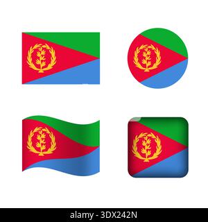 Vector Eritrea National Flag Icons Set, vector editable design, can be used for business or presentation design. Stock Vector