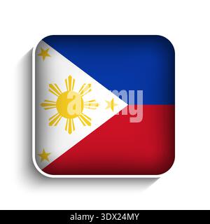 Vector Square Philippines Flag Icon, vector editable design, can be used for business or presentation design. Stock Vector