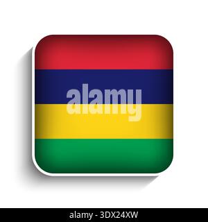 Vector Square Mauritius Flag Icon, vector editable design, can be used for business or presentation design. Stock Vector