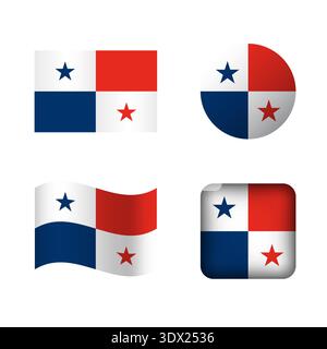 Vector Panama National Flag Icons Set, vector editable design, can be used for business or presentation design. Stock Vector
