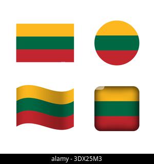 Vector Lithuania National Flag Icons Set, vector editable design, can be used for business or presentation design. Stock Vector