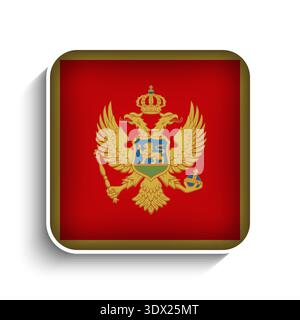 Vector Square Montenegro Flag Icon, vector editable design, can be used for business or presentation design. Stock Vector