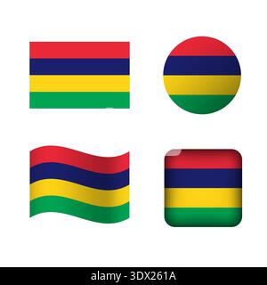 Vector Mauritius National Flag Icons Set, vector editable design, can be used for business or presentation design. Stock Vector