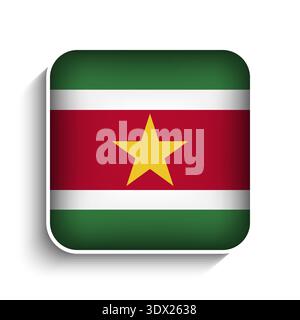 Vector Square Suriname Flag Icon, vector editable design, can be used for business or presentation design. Stock Vector