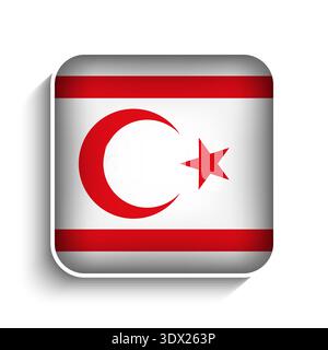 Vector Square Northern Cyprus Flag Icon, vector editable design, can be used for business or presentation design. Stock Vector