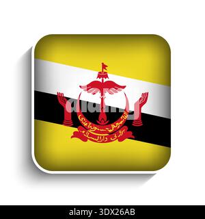 Vector Square Brunei Flag Icon, vector editable design, can be used for business or presentation design. Stock Vector