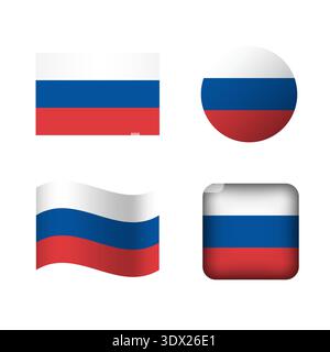 Vector Russia National Flag Icons Set, vector editable design, can be used for business or presentation design. Stock Vector
