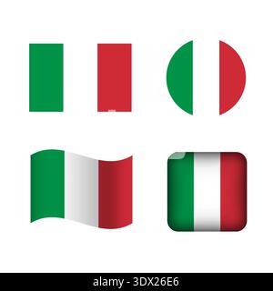 Vector Italy National Flag Icons Set, vector editable design, can be used for business or presentation design. Stock Vector
