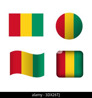 Vector Guinea National Flag Icons Set, vector editable design, can be used for business or presentation design. Stock Vector
