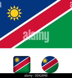 Namibia Flag Flat Icons Collection, vector editable design, can be used for business or presentation design. Stock Vector