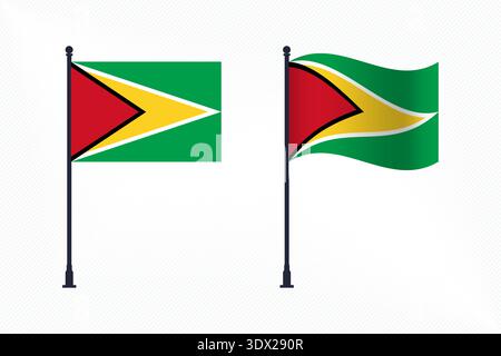 Set Of Guyana Flags Isolated For Independence Day Celebration, vector editable design, can be used for business or presentation design. Stock Vector