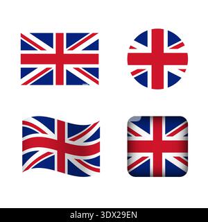 Vector United Kingdom National Flag Icons Set, vector editable design, can be used for business or presentation design. Stock Vector