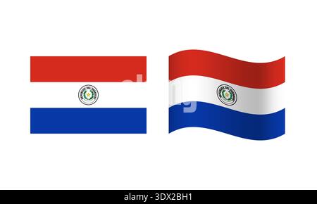 Rectangle And Wave Paraguay Flag Illustration, vector editable design, can be used for business or presentation design. Stock Vector