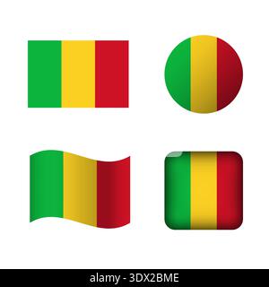 Vector Mali National Flag Icons Set, vector editable design, can be used for business or presentation design. Stock Vector