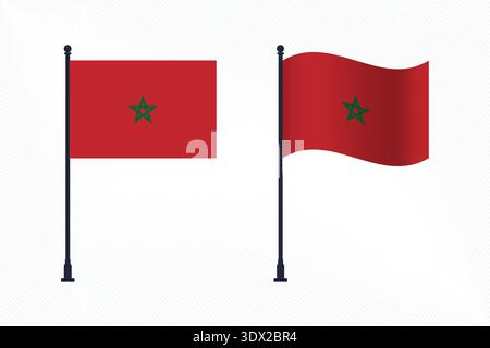 Set Of Morocco Flags Isolated For Independence Day Celebration, vector editable design, can be used for business or presentation design. Stock Vector