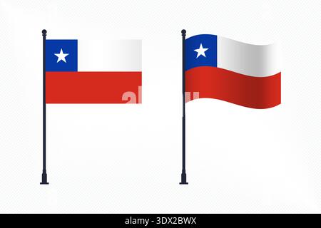 Set Of Chile Flags Isolated For Independence Day Celebration, vector editable design, can be used for business or presentation design. Stock Vector