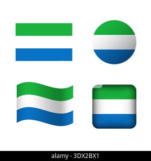 Vector Sierra Leone National Flag Icons Set, vector editable design, can be used for business or presentation design. Stock Vector