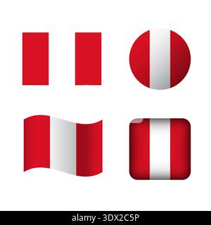 Vector Peru National Flag Icons Set, vector editable design, can be used for business or presentation design. Stock Vector
