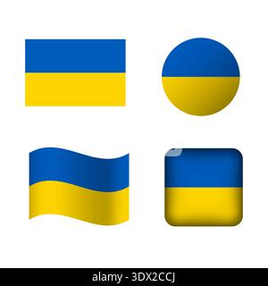 Vector Ukraine National Flag Icons Set, vector editable design, can be used for business or presentation design. Stock Vector