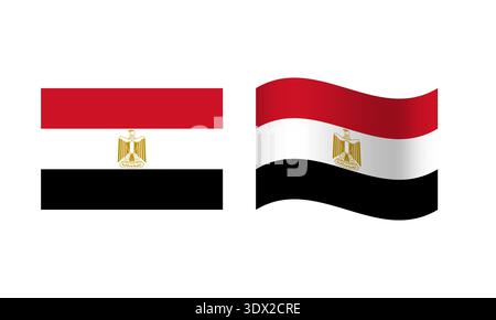Rectangle And Wave Egypt Flag Illustration, vector editable design, can be used for business or presentation design. Stock Vector