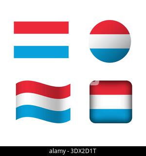 Vector Luxembourg National Flag Icons Set, vector editable design, can be used for business or presentation design. Stock Vector