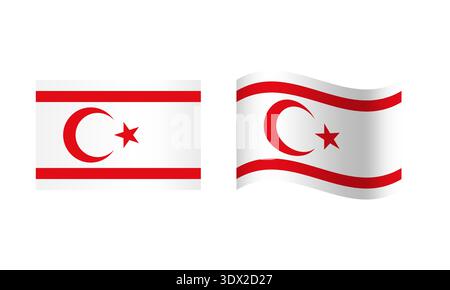 Rectangle And Wave Northern Cyprus Flag Illustration, vector editable design, can be used for business or presentation design. Stock Vector