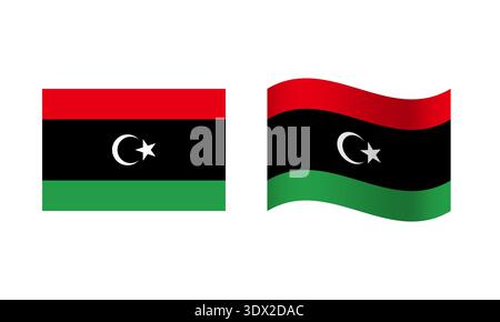 Rectangle And Wave Libya Flag Illustration, vector editable design, can be used for business or presentation design. Stock Vector