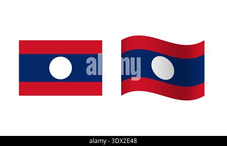 Rectangle And Wave Laos Flag Illustration, vector editable design, can be used for business or presentation design. Stock Vector