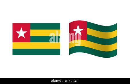 Rectangle And Wave Togo Flag Illustration, vector editable design, can be used for business or presentation design. Stock Vector