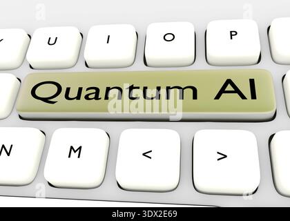 3D illustration of the script Quantum AI. Stock Photo