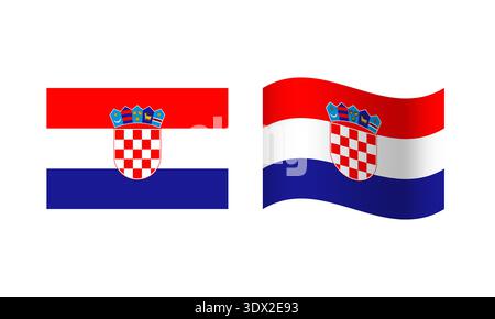 Rectangle And Wave Croatia Flag Illustration, vector editable design, can be used for business or presentation design. Stock Vector