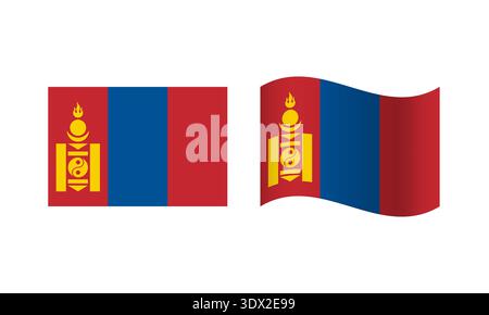 Rectangle And Wave Mongolia Flag Illustration, vector editable design, can be used for business or presentation design. Stock Vector