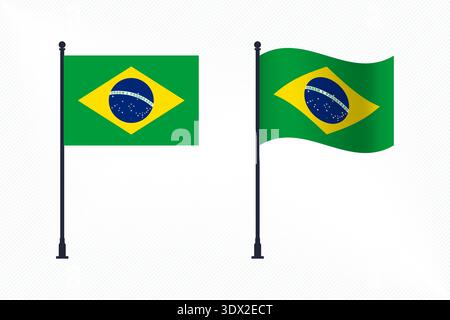 Set Of Brazil Flags Isolated For Independence Day Celebration, vector editable design, can be used for business or presentation design. Stock Vector