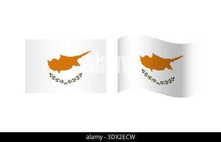 Rectangle And Wave Cyprus Flag Illustration, vector editable design, can be used for business or presentation design. Stock Vector