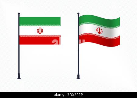 Set Of Iran Flags Isolated For Independence Day Celebration, vector editable design, can be used for business or presentation design. Stock Vector