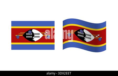 Rectangle And Wave Swaziland Flag Illustration, vector editable design, can be used for business or presentation design. Stock Vector