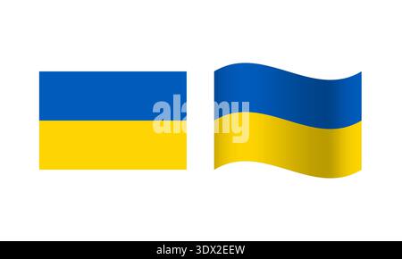 Rectangle And Wave Ukraine Flag Illustration, vector editable design, can be used for business or presentation design. Stock Vector